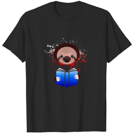 Cute Sloth Reading Books Nerd Novel Writer Gift T-shirt