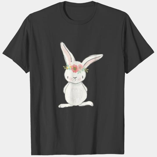 Cute Easter Bunny White T Shirt Top Women tee T-shirt