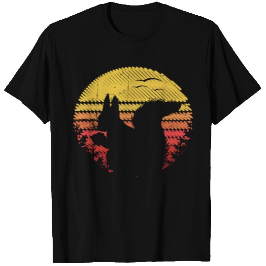 Retro Squirrel Silhouette Sunset Shirt Gift T-shirt
