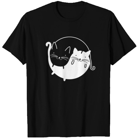 Cat Ying Yang Shirt Black And White Gift T-shirt
