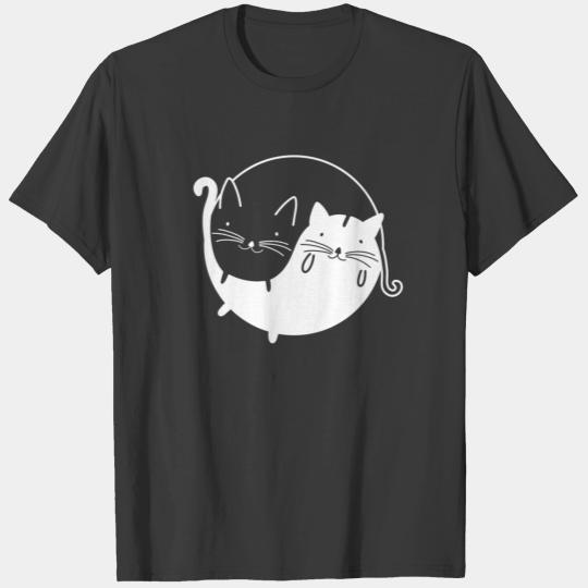 Cat Ying Yang Shirt Black And White Gift T-shirt