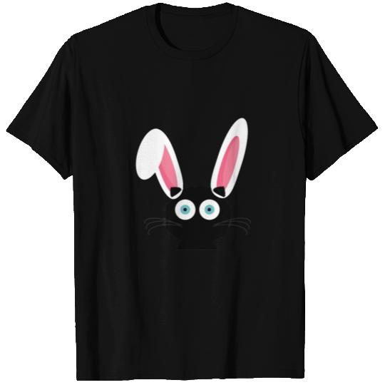 Cute Black Cat Bunny Hat Rabbit Easter Eggs Tshirt T-shirt