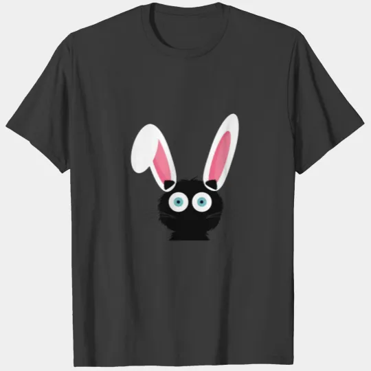 Cute Black Cat Bunny Hat Rabbit Easter Eggs Tshirt T-shirt