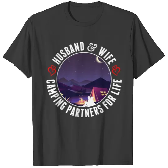 Husband And Wife Camping Partner For Life Tshirt T-shirt