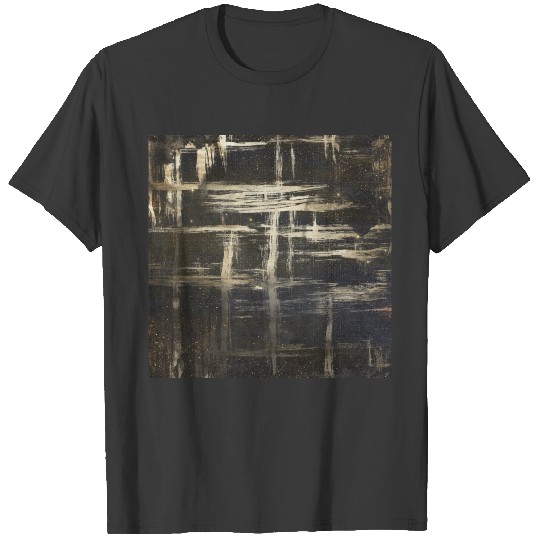 Black and Gold Abstract Modern Brush Strokes T-shirt