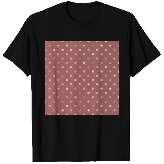 Mauve and Gold Metallic Polka Dots Pattern T-shirt