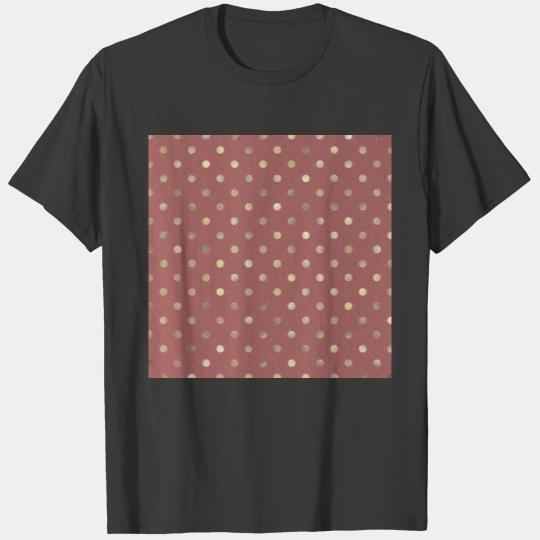 Mauve and Gold Metallic Polka Dots Pattern T-shirt