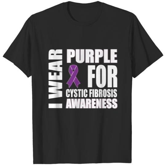 Discover Cystic fibrosis purple ribbon awareness support T-shirt