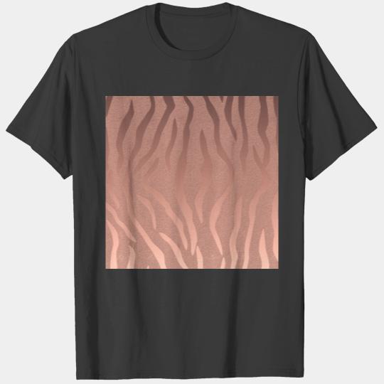 Metallic Rose Gold Ombre Zebra Print Pattern T-shirt