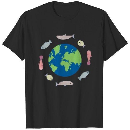 Discover Funny Fishes circle the World T-shirt