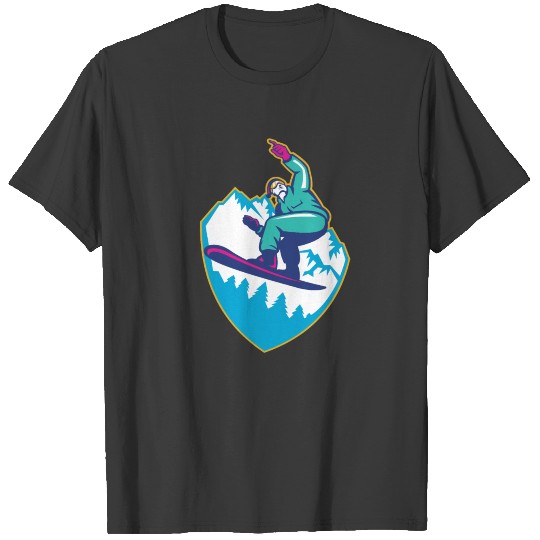Retro Mountains Snowboarding Gift for Snowboarder T-shirt