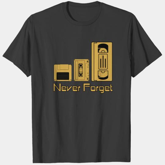 Never Forget Tee Shirt Funny Floppy Disk VHS TAPE T-shirt