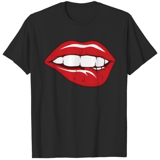 Discover Lip bite sexy lip bite shirt lipstick kiss T-shirt