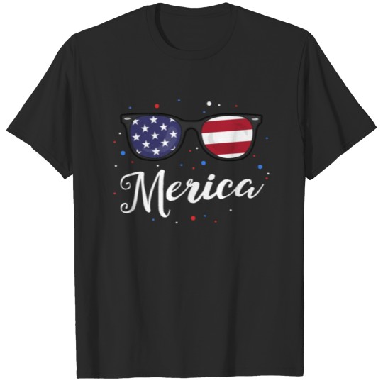 Discover Merica 4th of July TShirt Kids Sunglasses USA T-shirt