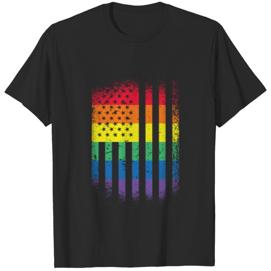 Discover USA Pride Tshirt colorful US flag american banner T-shirt