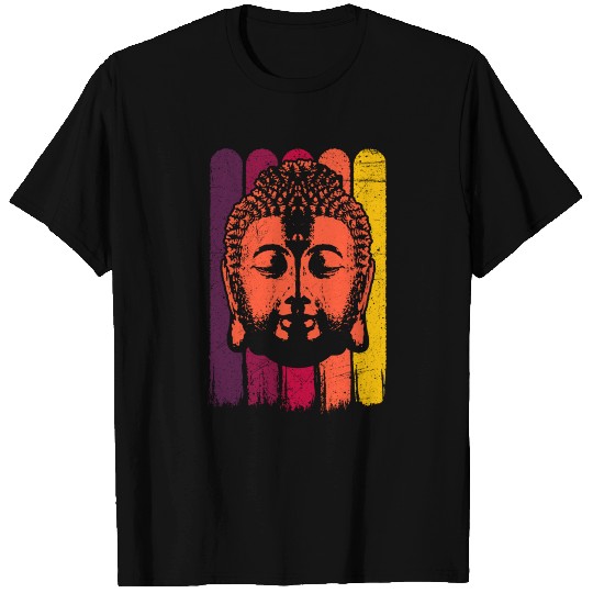 Orange Retro Style Buddha Head T-shirt
