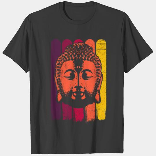 Orange Retro Style Buddha Head T-shirt