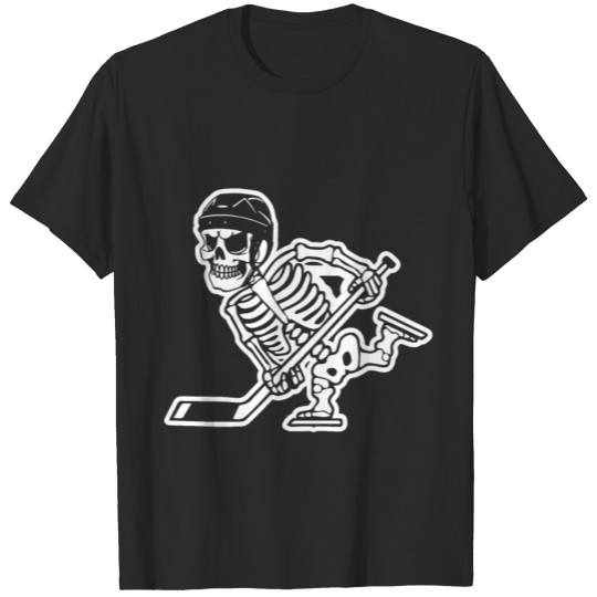 Discover funny halloween hockey beseball skeleton T-shirt