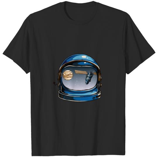 Discover Astronaut Helmet space Satellite Planet T-shirt