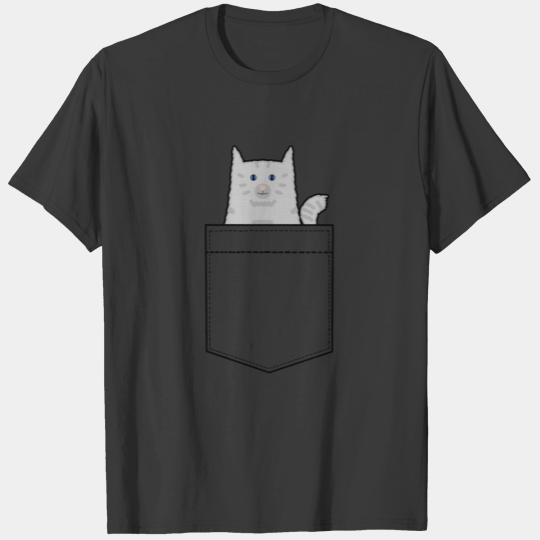 Breast pocket cat kitten funny gift T-shirt
