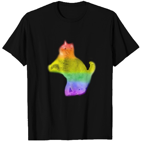 watercolor rainbow cat T-shirt