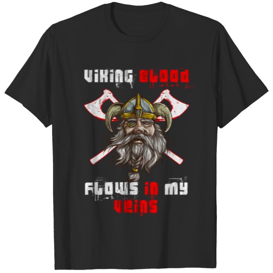 Discover Viking blood Denmark viking helmet axes gift T-shirt