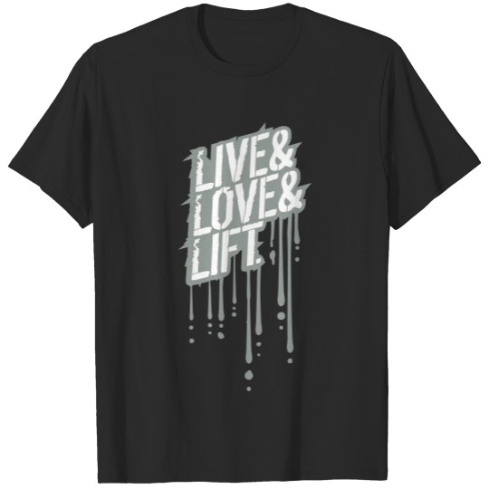 Discover graffiti drop stamp strong live love lift workout T-shirt