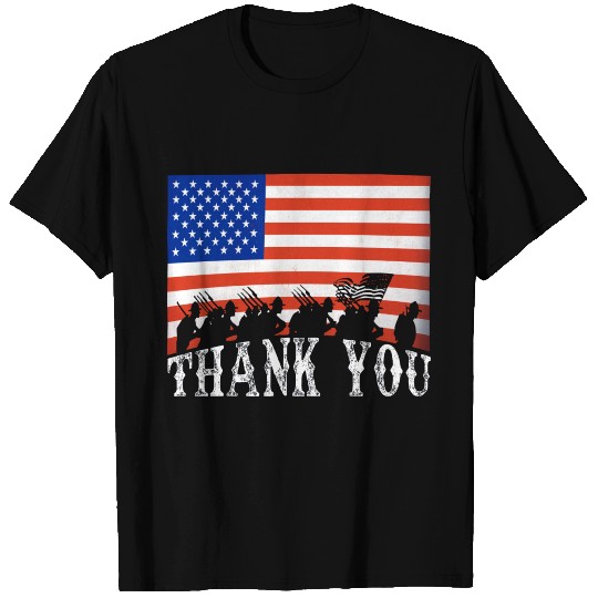 Patriotic 4th of July Thank You Veterans USA Flag T-shirt