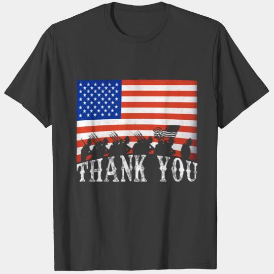 Patriotic 4th of July Thank You Veterans USA Flag T-shirt