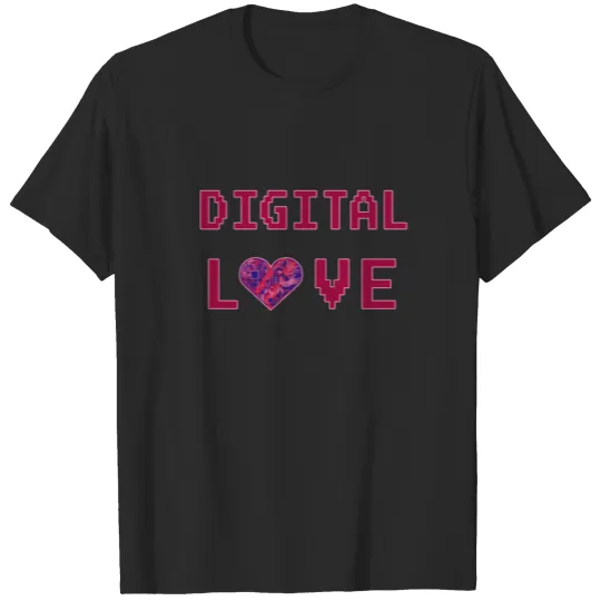 Discover Digital Love Love Heart for Nerds or Pixel gaming T-shirt
