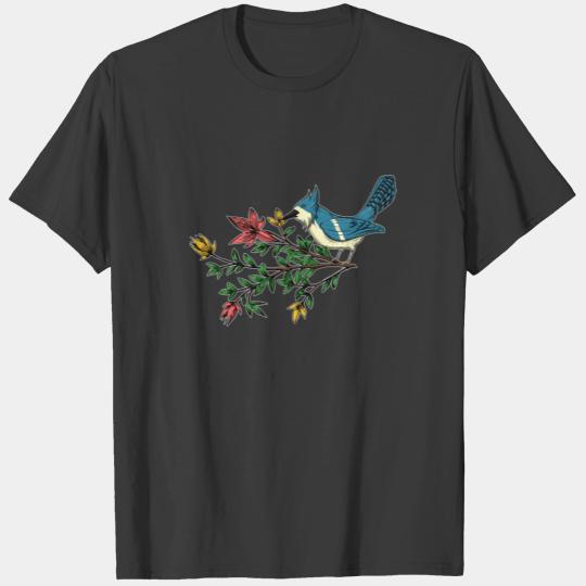 Red Cardinal Bird Blossom flower Jay bird gift T-shirt