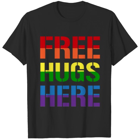 Free Hugs Here LGBT Gay Lesbian Pride Awareness T-shirt