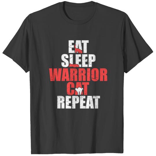 Eat Sleep Warrior Cat Repeat Shirt Tshirt Design T-shirt
