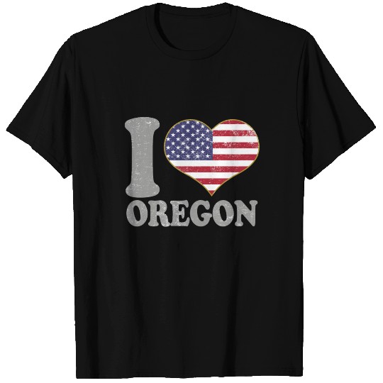 I Heart Oregon State Pride July 4th American Flag T-shirt