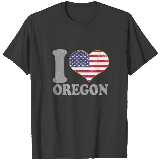 I Heart Oregon State Pride July 4th American Flag T-shirt