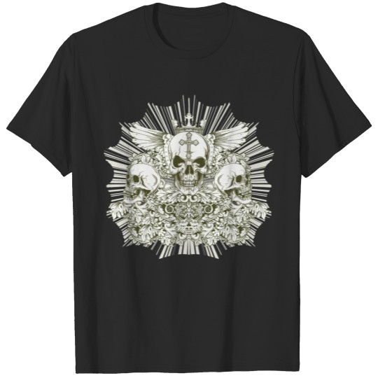 Discover Detailed Winged Crowned Skull T-shirt