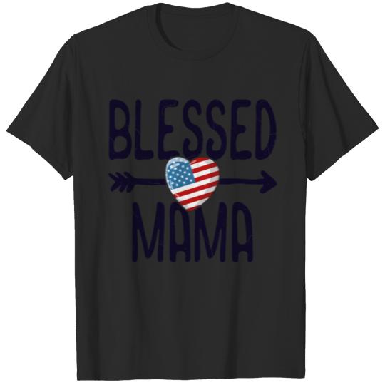 Discover Blessed Mama TShirt Women American 4th of July T-shirt
