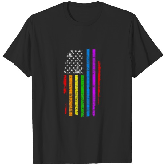 Discover USA Flag Rainbow 4th Of July LGBTQ Gay Pride Month T-shirt