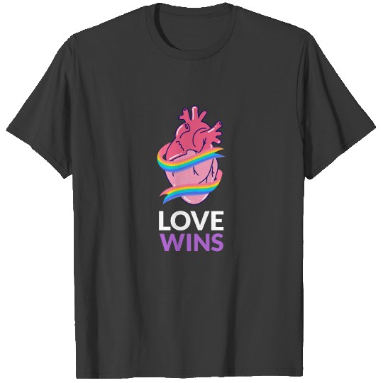 Rainbow heart love wins design T-shirt