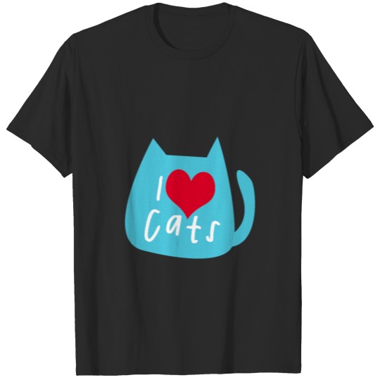 Discover I love cats cute vintage shirt red white baby blue T-shirt