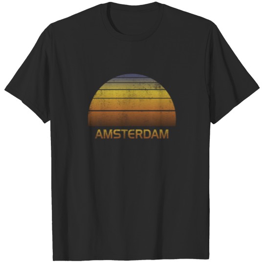 Discover Vintage Amsterdam Souvenir Sunset Graphic Print T-shirt