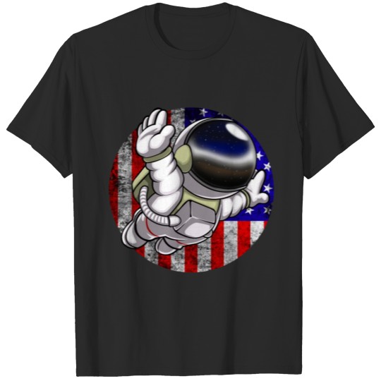 Discover Astronaut Circle Flag Space Science Geek T-shirt