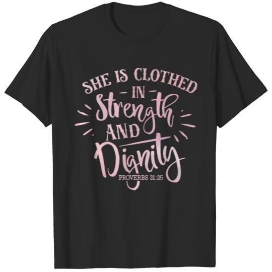 Discover She Is Clothed In Strength Christian Religious T-shirt