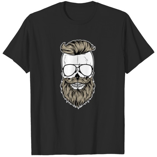 Discover skull hipster bearded beard mustache sign fish T-shirt