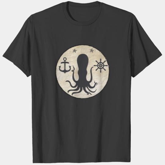 Pirate underwater treasure map octopus octopus sea T-shirt