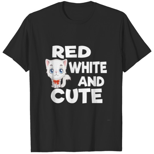 Discover Red White Cute Funny Cat Gifts T-shirt