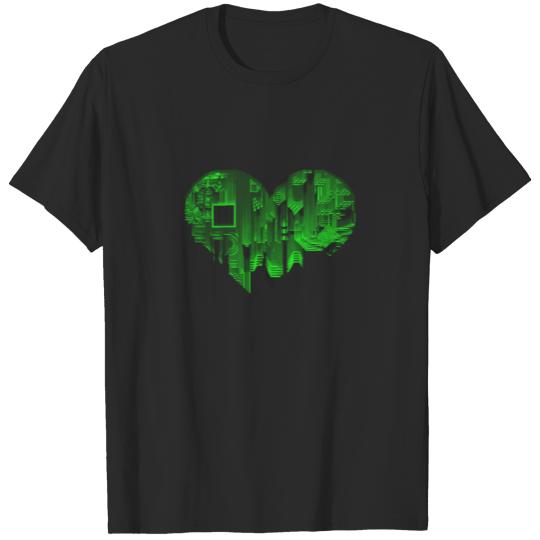 Discover Digital Love Love Heart for Nerds or Pixel digital T-shirt