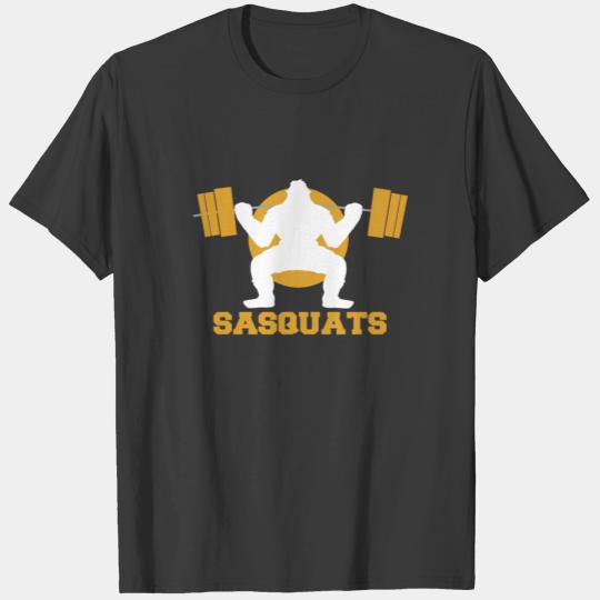 Sasquats Sasquatch Doing Squats Tshirt Gym Workout T-shirt
