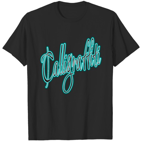 Discover Calligraffiti Neon Blue Typography T-shirt