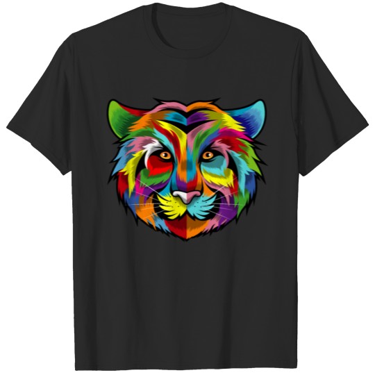Discover Colorful Tiger Face Multicolor Design T-shirt